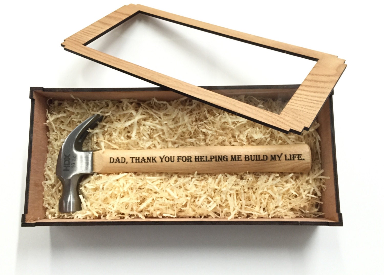 Custom Engraved Hammer / Wooden Gift Box - Unique Gift for Fathers / Dad or Mothers / husband valentine gift, Laser Engraved