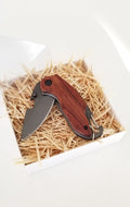 Small Wood Handle Folding Pocket Knife - Unique Engraved Gift for Fathers, Rustic, Custom Engraving, best man gift, Wedding Gift, Carabiner