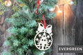 Wooden Christmas Ornaments - Rustic, Festive, Six Laser Cut Designs, Modern Christmas Tree Ornaments, Hung by Red Ribbon