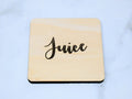 Engraved Wooden 'Wine, Coffee, Water, Juice' Beverage Coaster Set