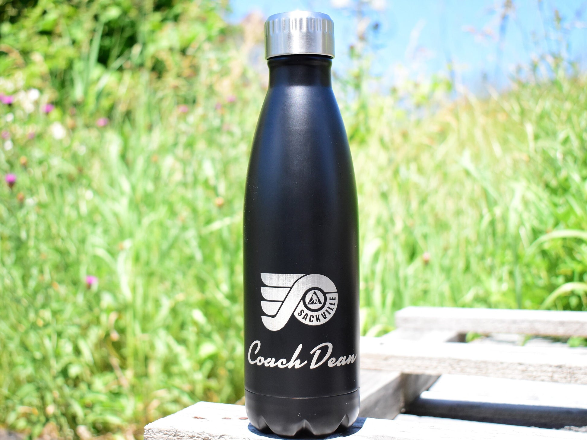 Personalized Aluminum Water Bottle - custom laser engraving, unique gift for your team, group or event, logo, phrase, sports team