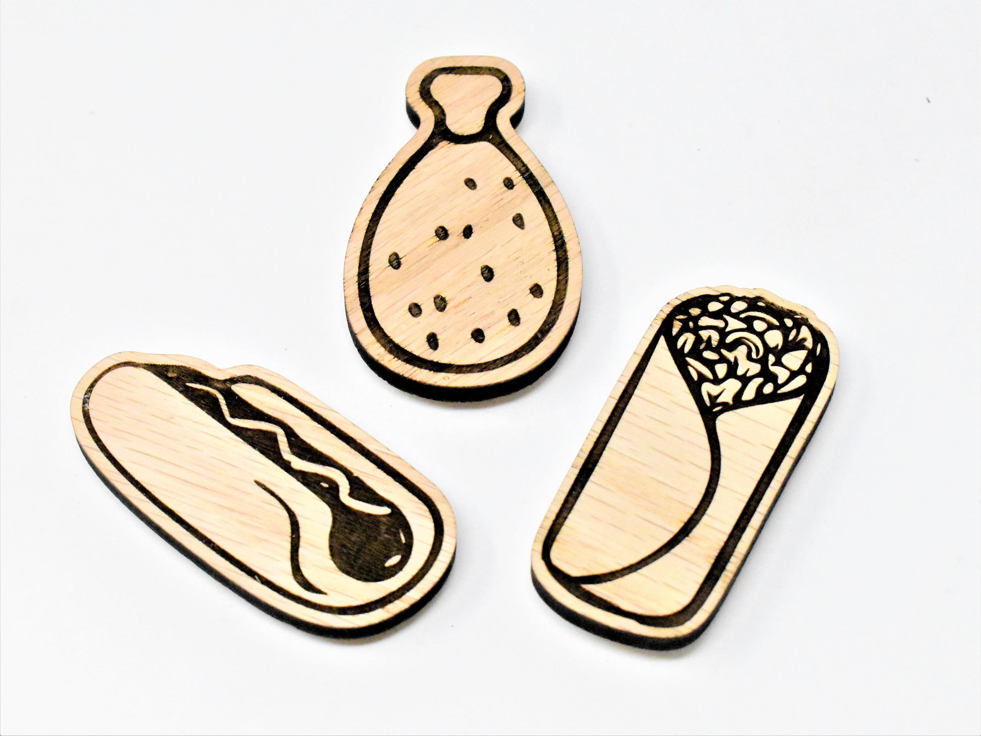 Food Themed Wooden Magnet Set - Taco Tuesday Magnets, Meal Themes, Kitchen / Refrigerator Decor, Unique Valentine's day gift for him or her