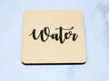 Engraved Wooden 'Wine, Coffee, Water, Juice' Beverage Coaster Set