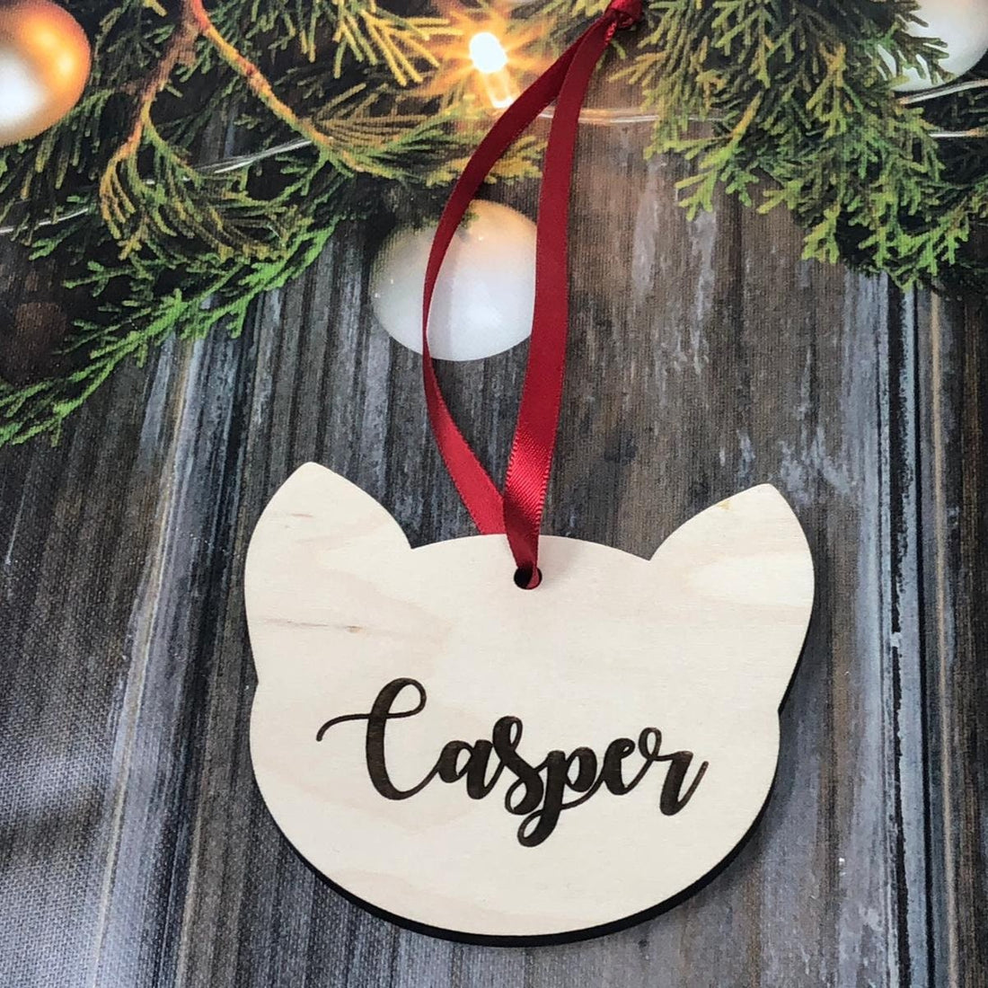 Custom Pet Name Ornaments - holiday gift, unique, pets, cats and dogs, cat, dog, bone, ornament, engraved, laser engraved, christmas