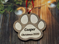 Personalized Dog Paw Ornament - Christmas Ornament, Custom design, wooden, Laser Engraved, Dog, Pets, dog lover, Paw,