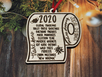 Toilet Paper Pandemic Christmas Ornament - COVID, Christmas Ornament, funny, ornament, wooden, laser engraved